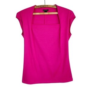 LAFAYETTE 148 Magenta Square Neck Cap Sleeve Top Shirt Shell Camisole Small